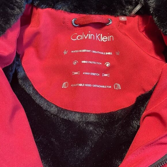 Calvin Klein Faux-Fur-Lined Parka RED . Neww - Picture 4 of 6